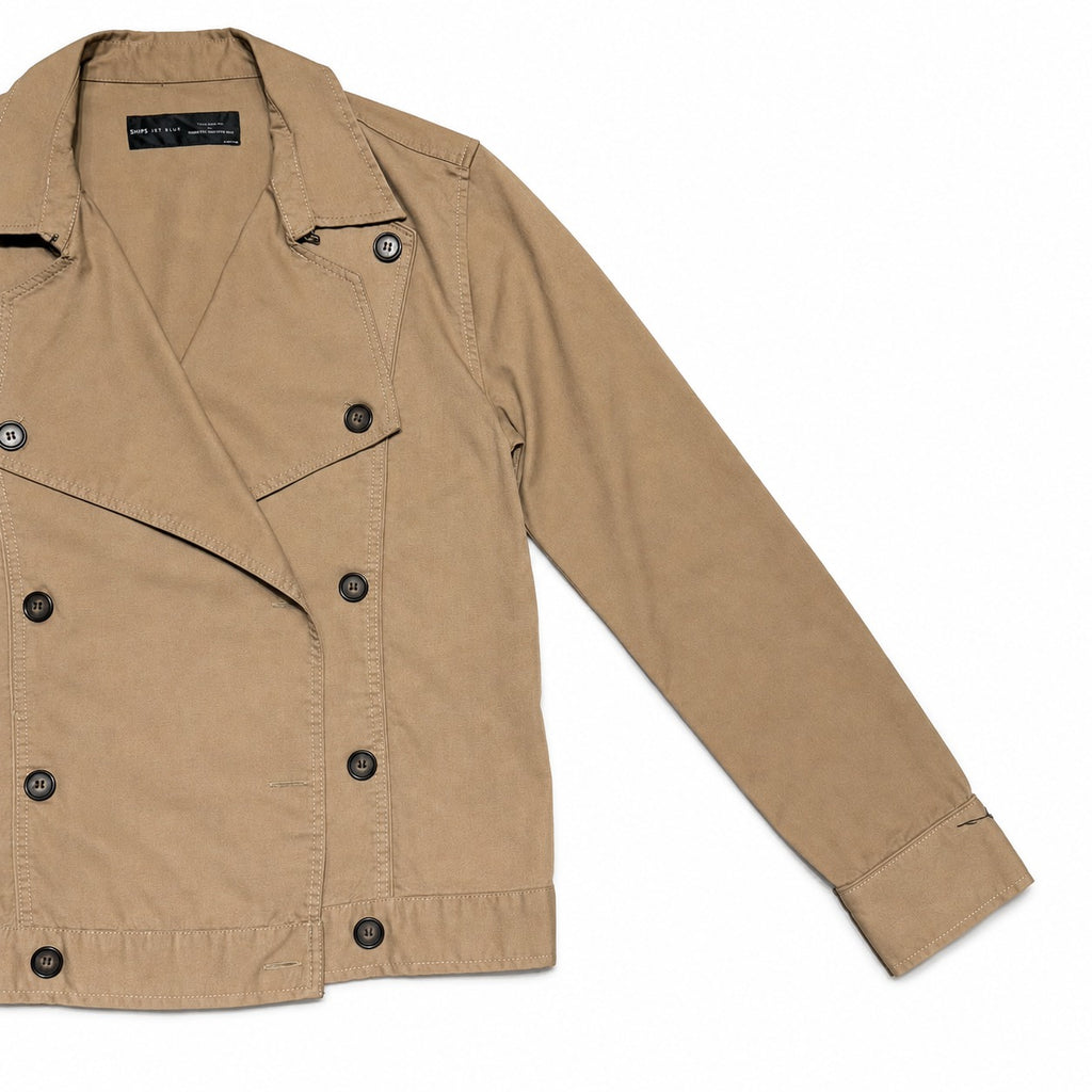 Tan Double Breasted Trench Jacket - view 1