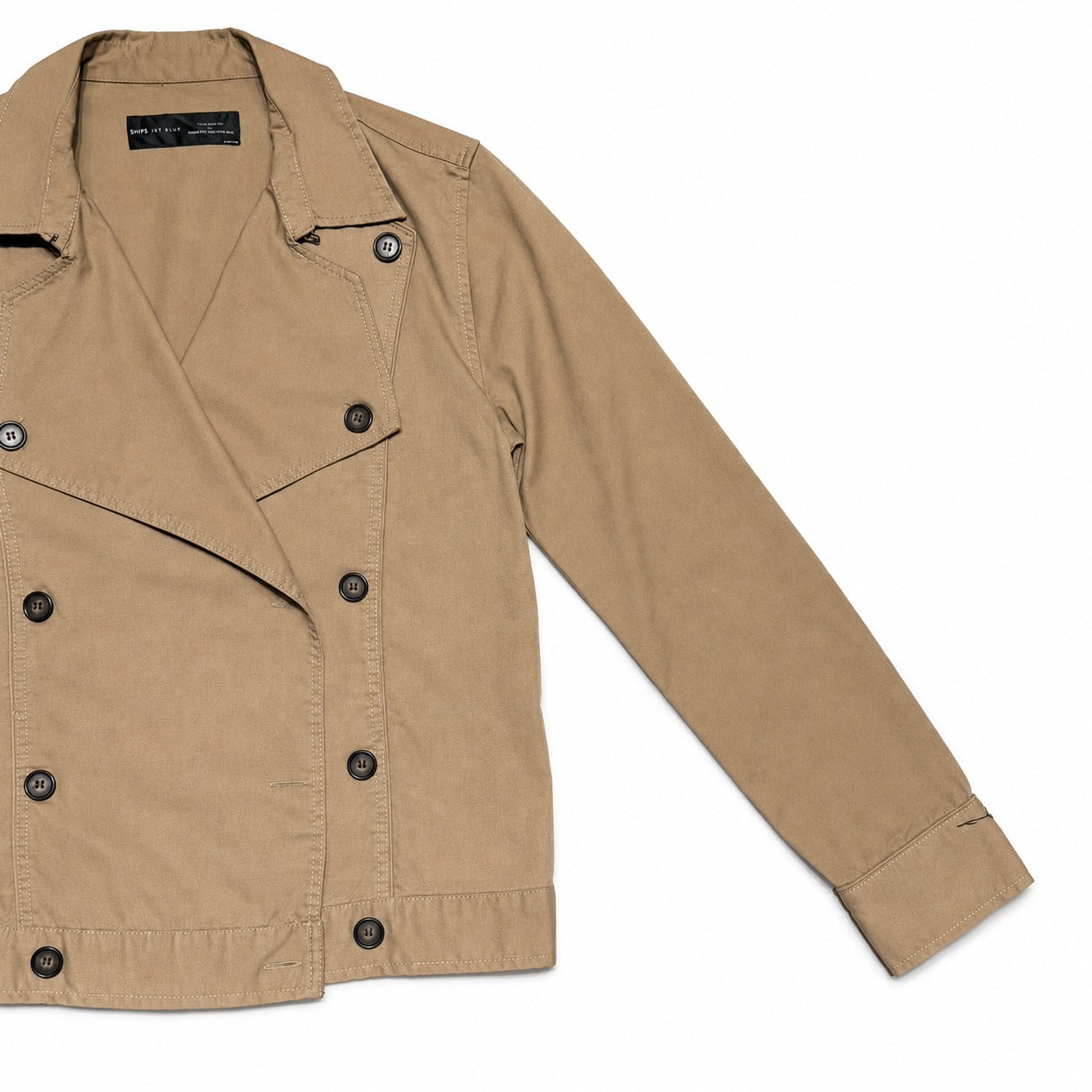Tan Double Breasted Trench Jacket - view 1