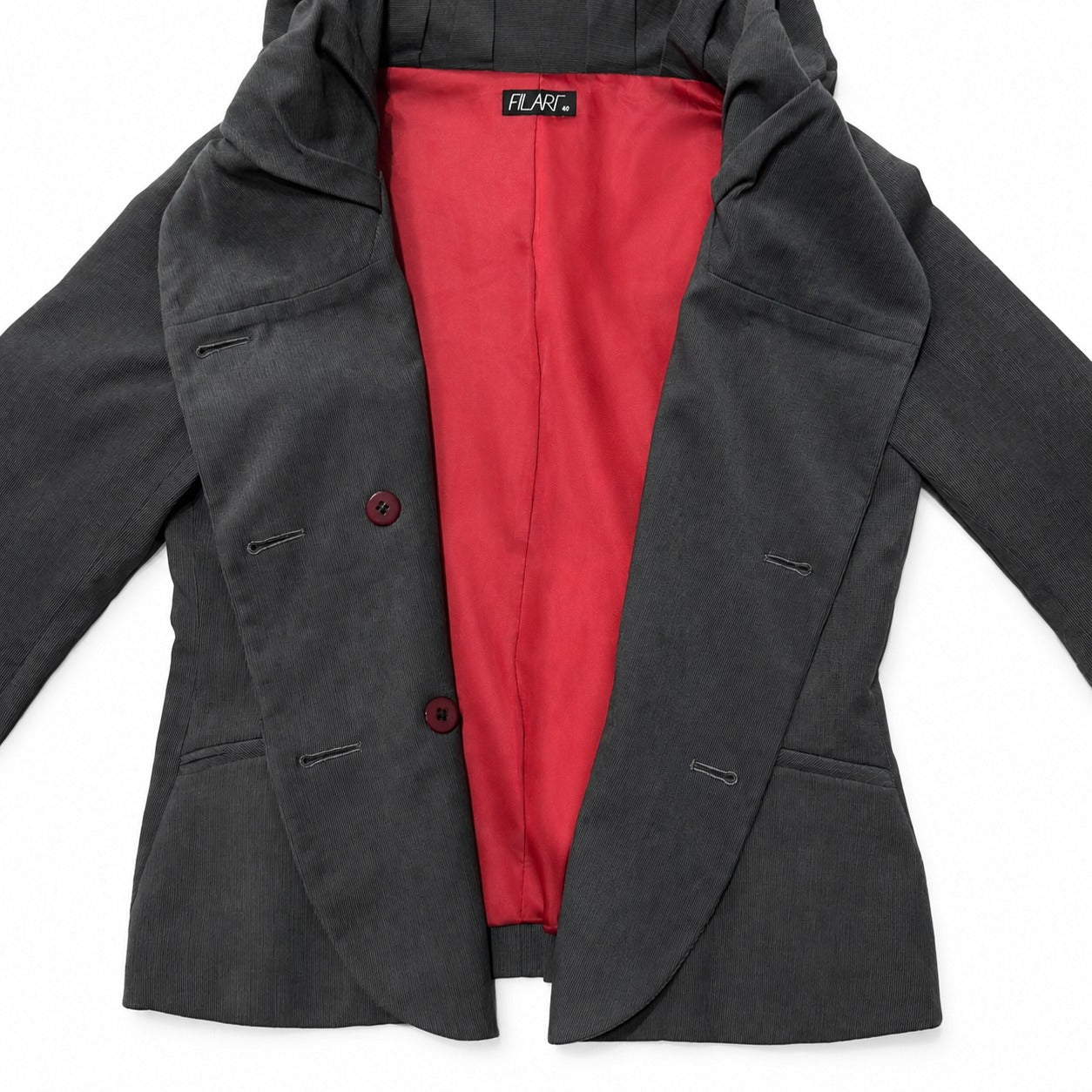 Charcoal Double Breasted Funnel Collar Jacket - view 1