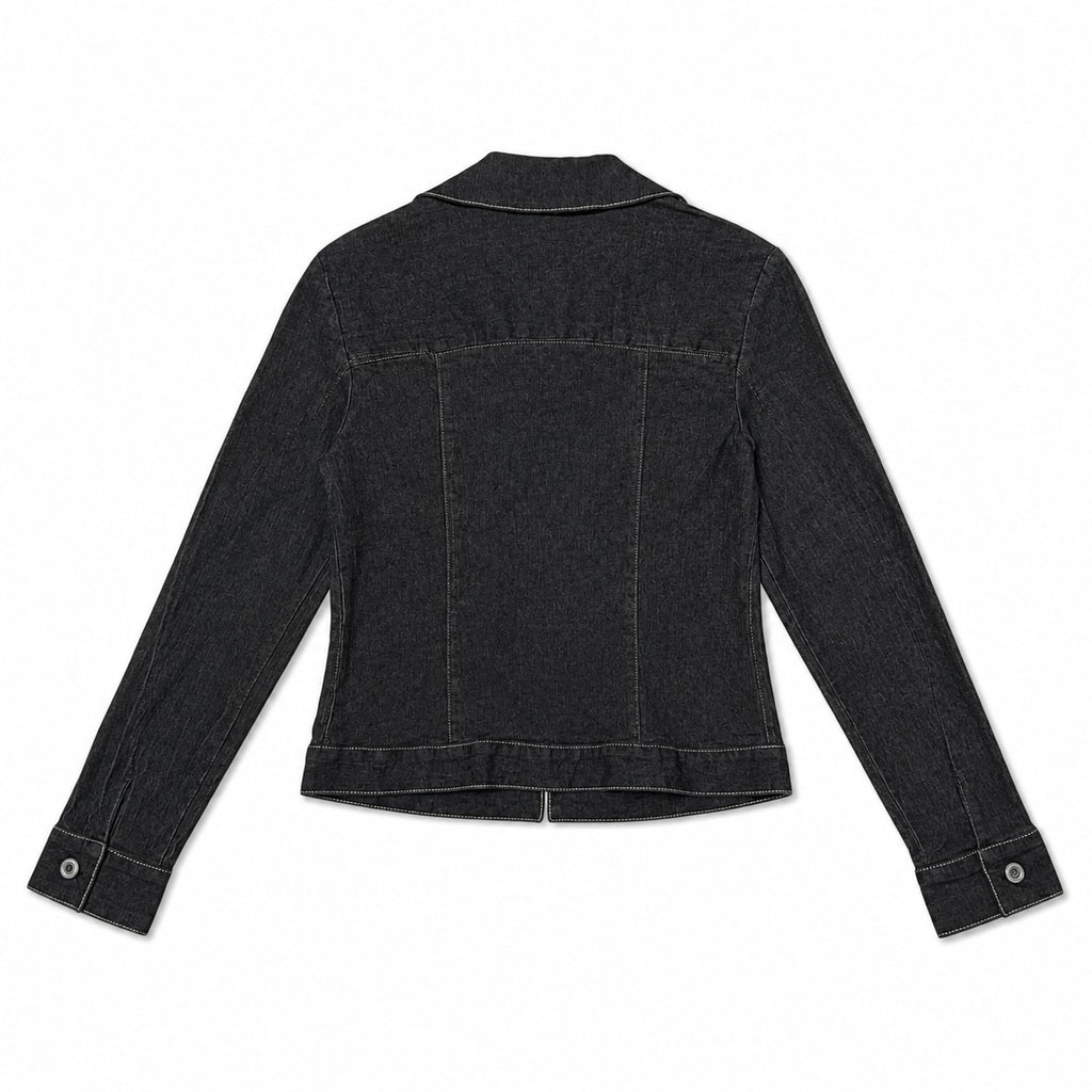 Black Textured Contrast Stitch Jacket - view 1