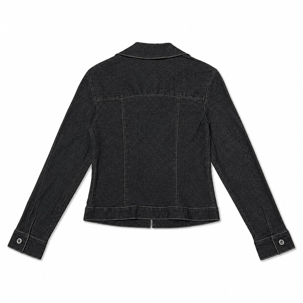 Black Textured Contrast Stitch Jacket - view 1