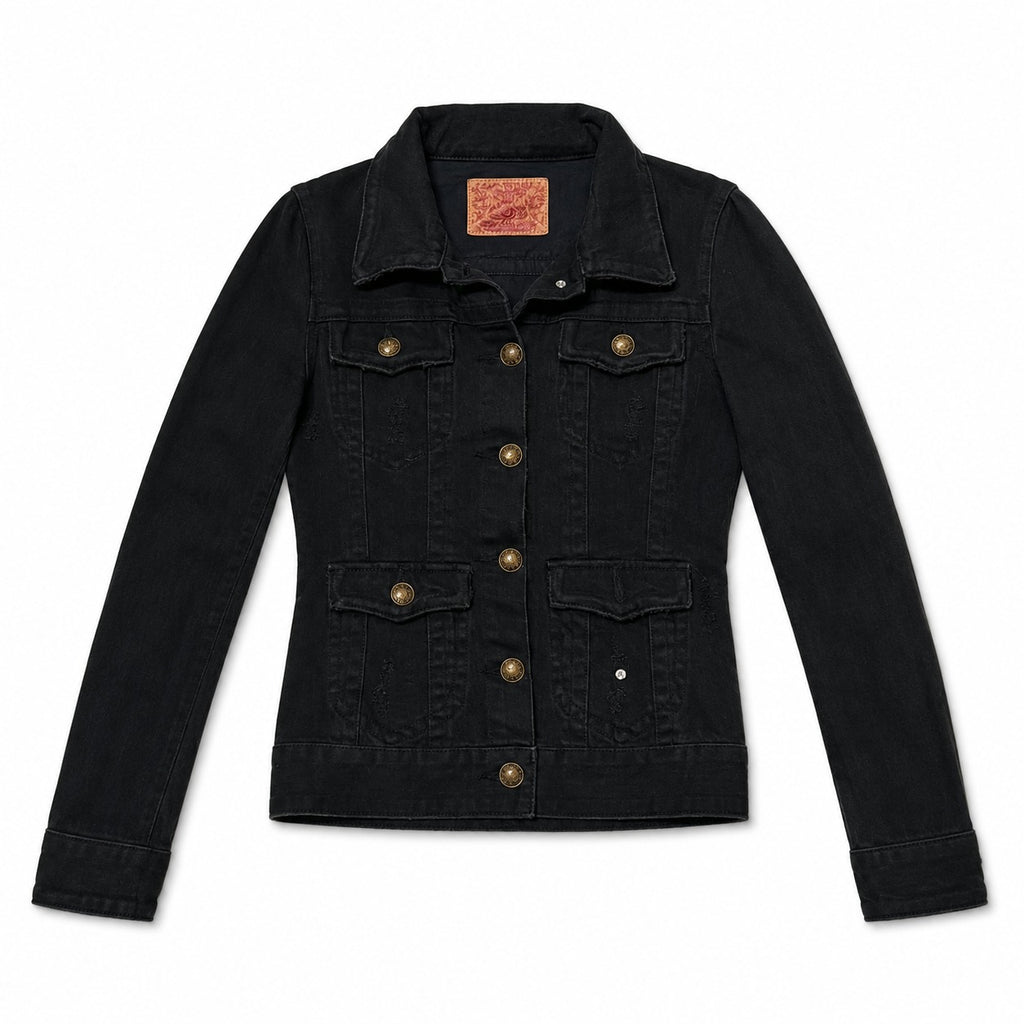 Faded Black Four Pocket Denim Jacket - view 1