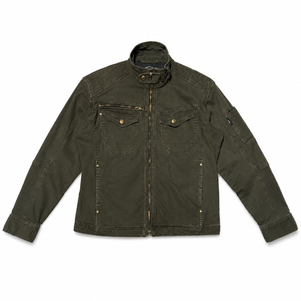 Olive Green Multi Pocket Biker Jacket - view 1
