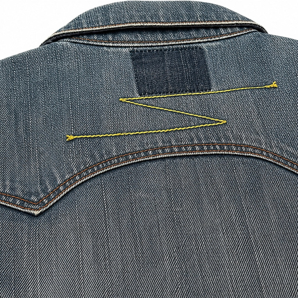 Embroidered Faded Denim Blazer - view 1