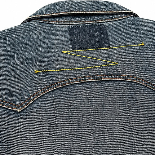 Embroidered Faded Denim Blazer - view 1