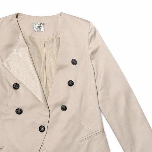 Beige Asymmetric Double Breasted Tailored Jacket - view 1