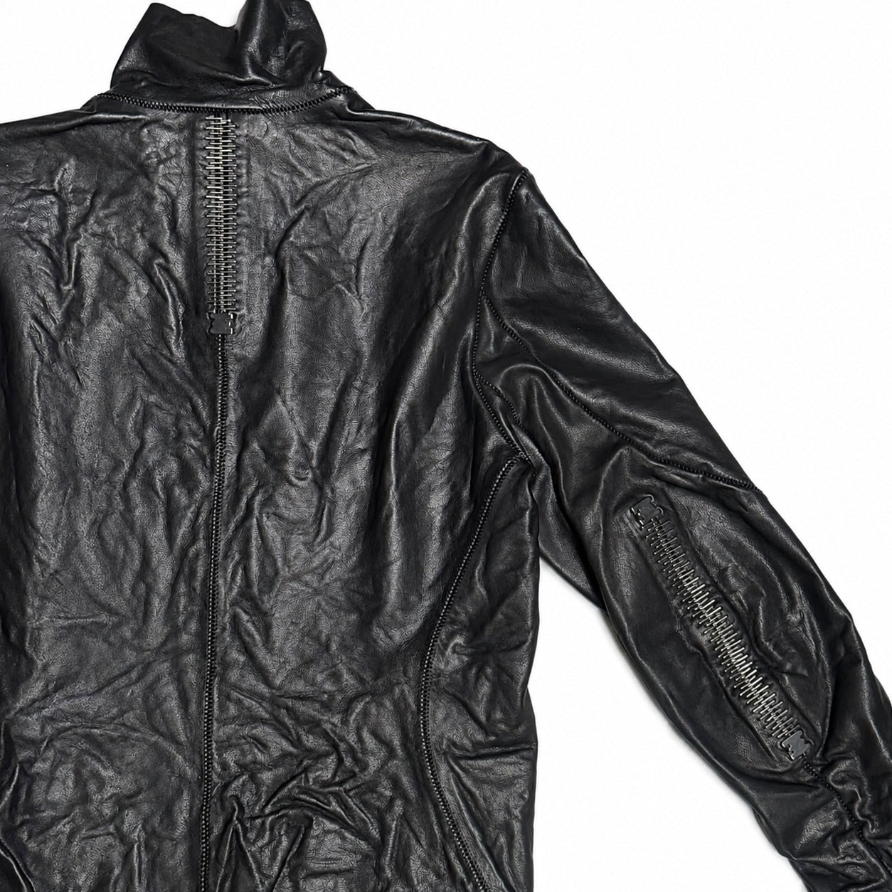 Black Tactical Crinkled Metallic Staple Jacket - view 1
