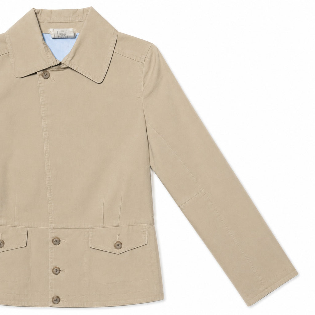 Beige Concealed Button Utility Jacket - view 1