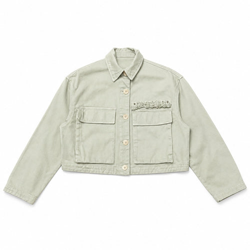 Pale Sage Cropped Utility Jacket - view 2