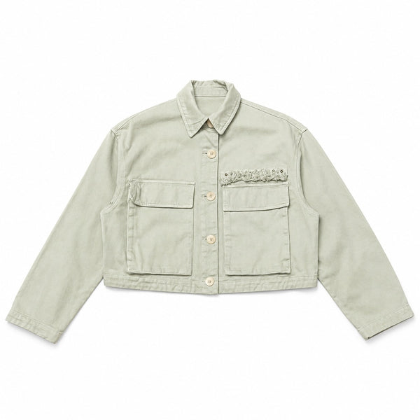 Pale Sage Cropped Utility Jacket - view 2