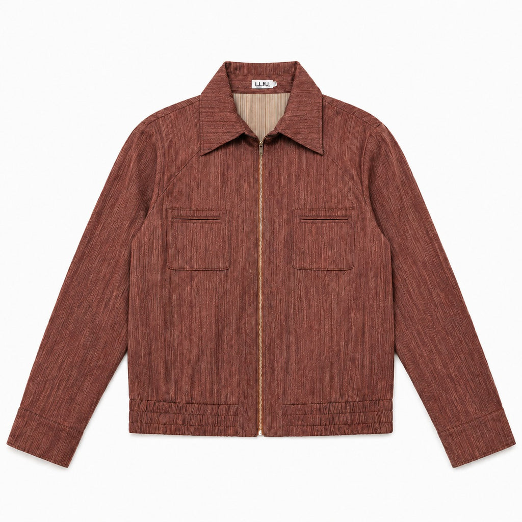 Brick Red Textured Zip Jacket - view 2