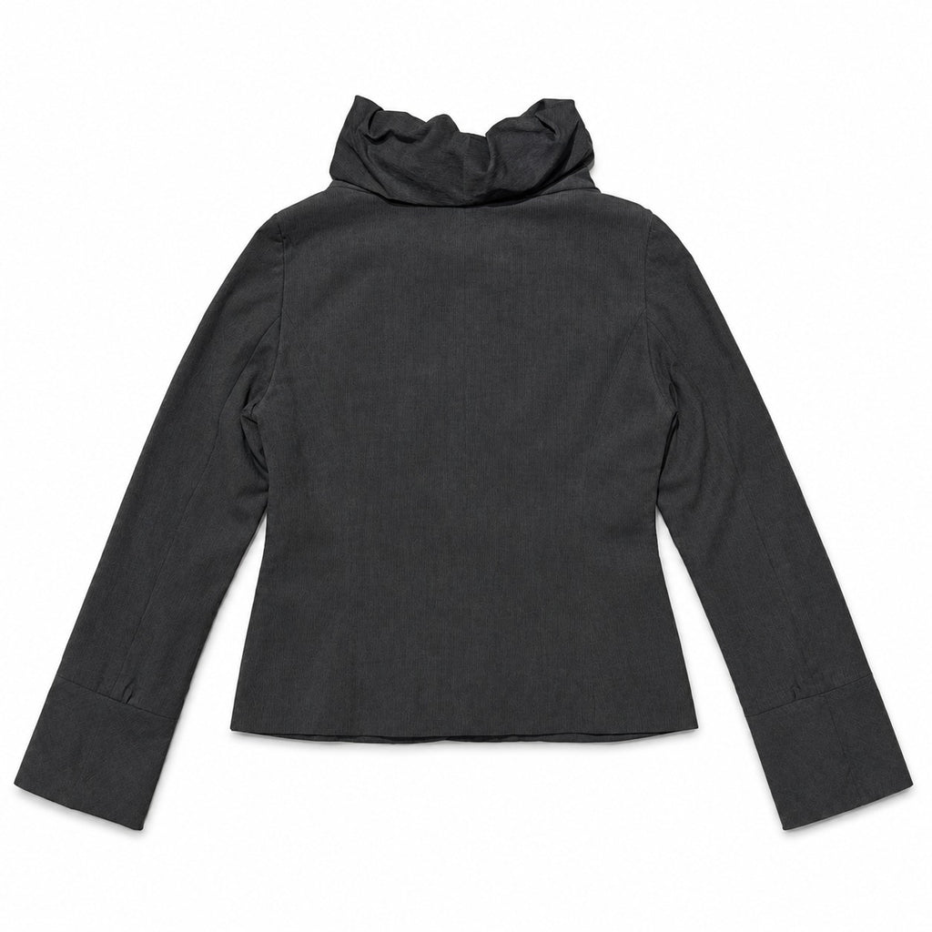 Charcoal Double Breasted Funnel Collar Jacket - view 2