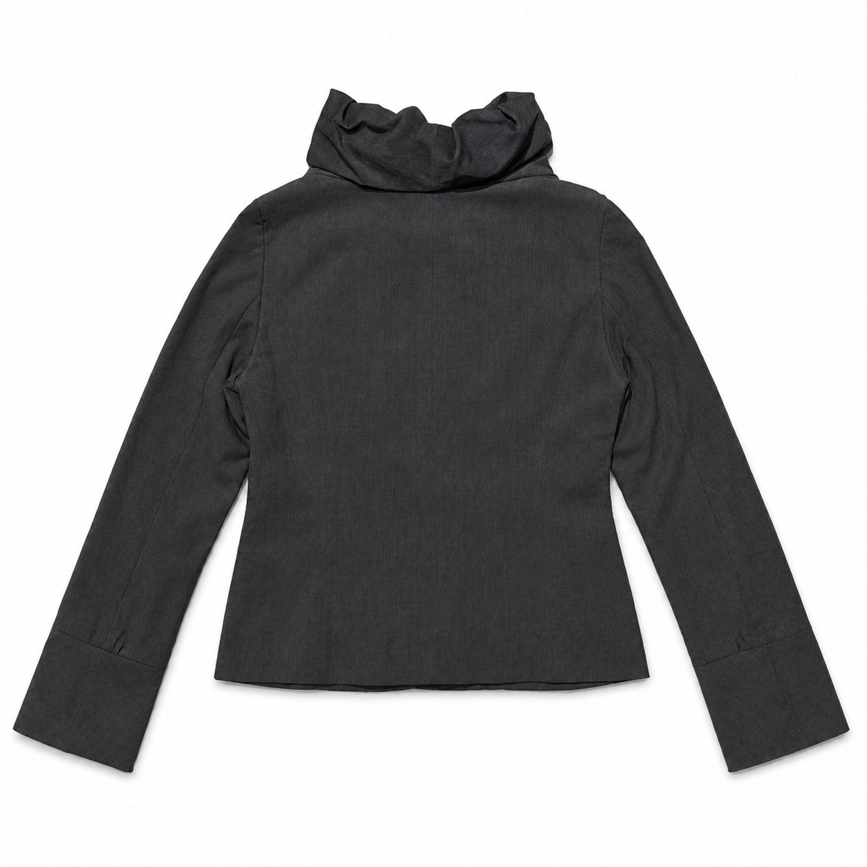 Charcoal Double Breasted Funnel Collar Jacket - view 2