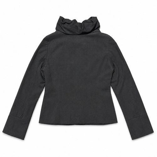 Charcoal Double Breasted Funnel Collar Jacket - view 2