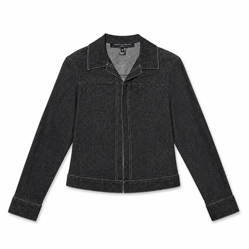 Black Textured Contrast Stitch Jacket - view 2