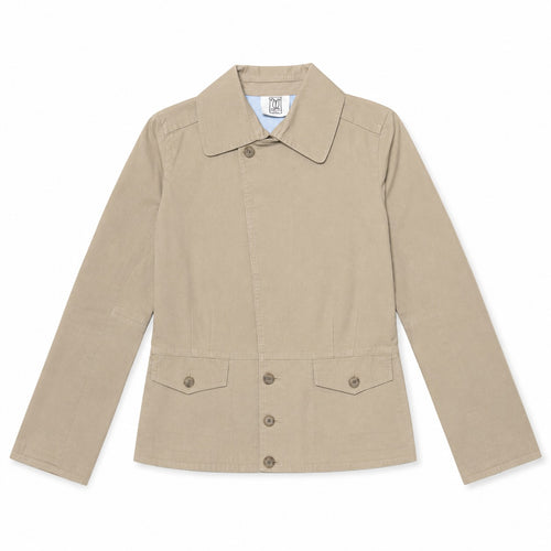 Beige Concealed Button Utility Jacket - view 2