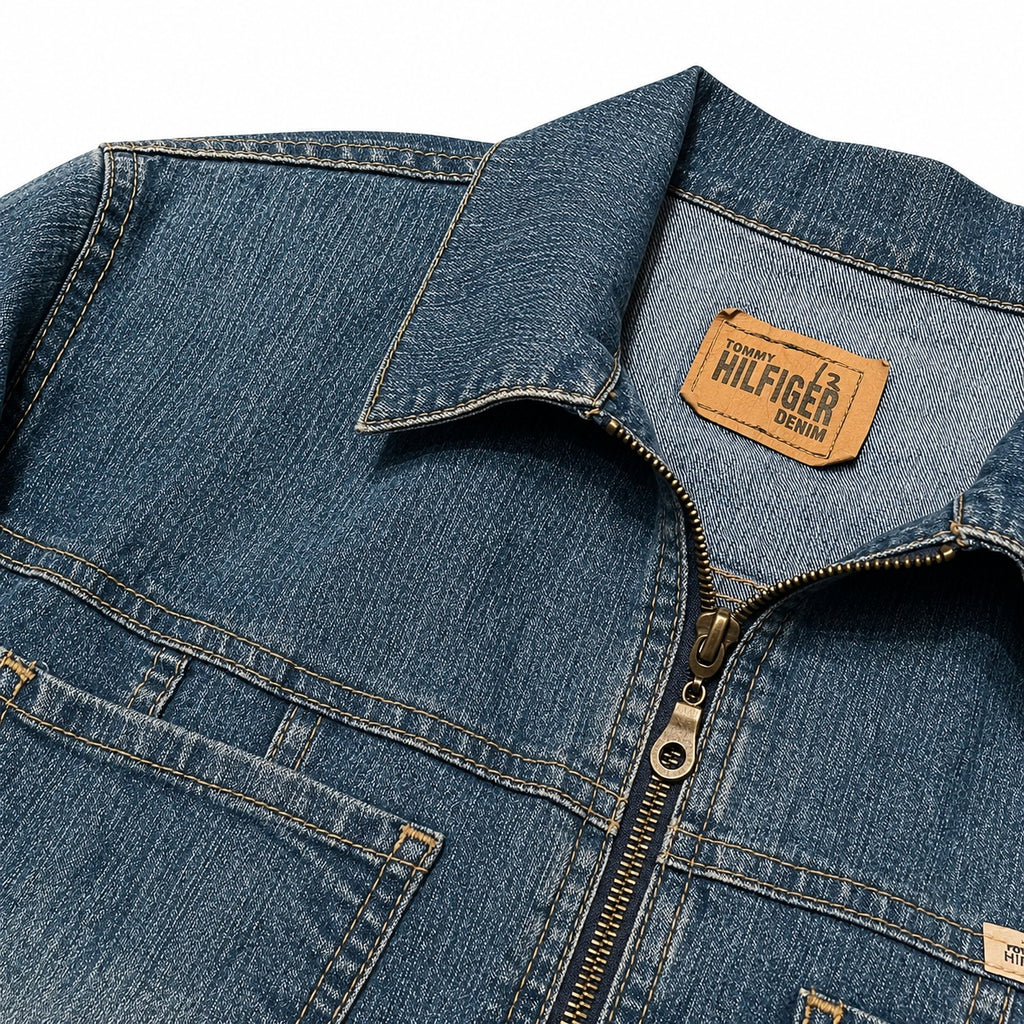 Tommy Hilfiger Faded Textured Zip Denim Jacket - view 2