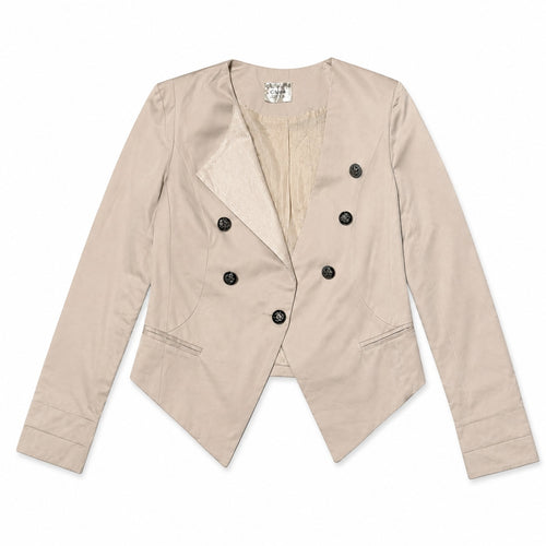 Beige Asymmetric Double Breasted Tailored Jacket - view 3