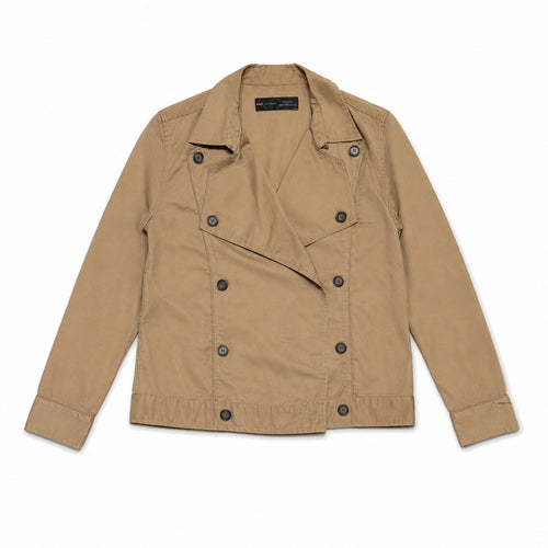 Tan Double Breasted Trench Jacket - view 3