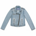 Light Wash Asymmetric Zip Denim Biker Jacket - view 3
