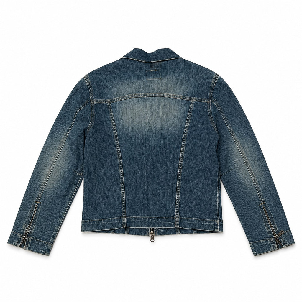 Tommy Hilfiger Faded Textured Zip Denim Jacket - view 3
