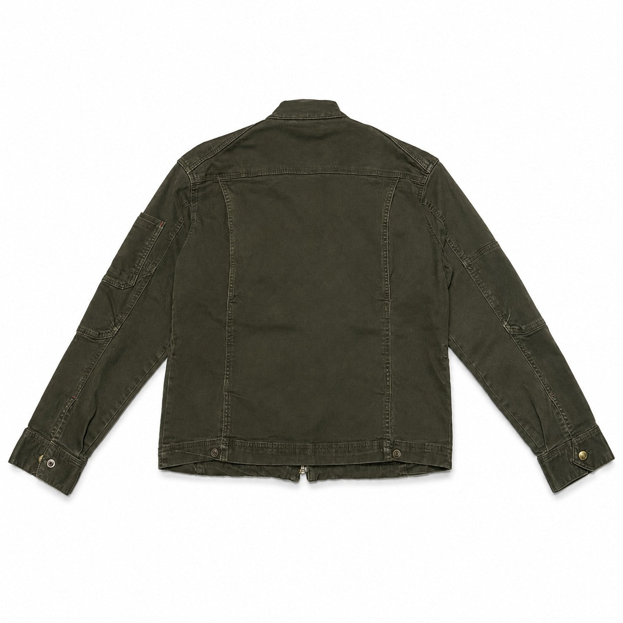 Olive Green Multi Pocket Biker Jacket - view 3
