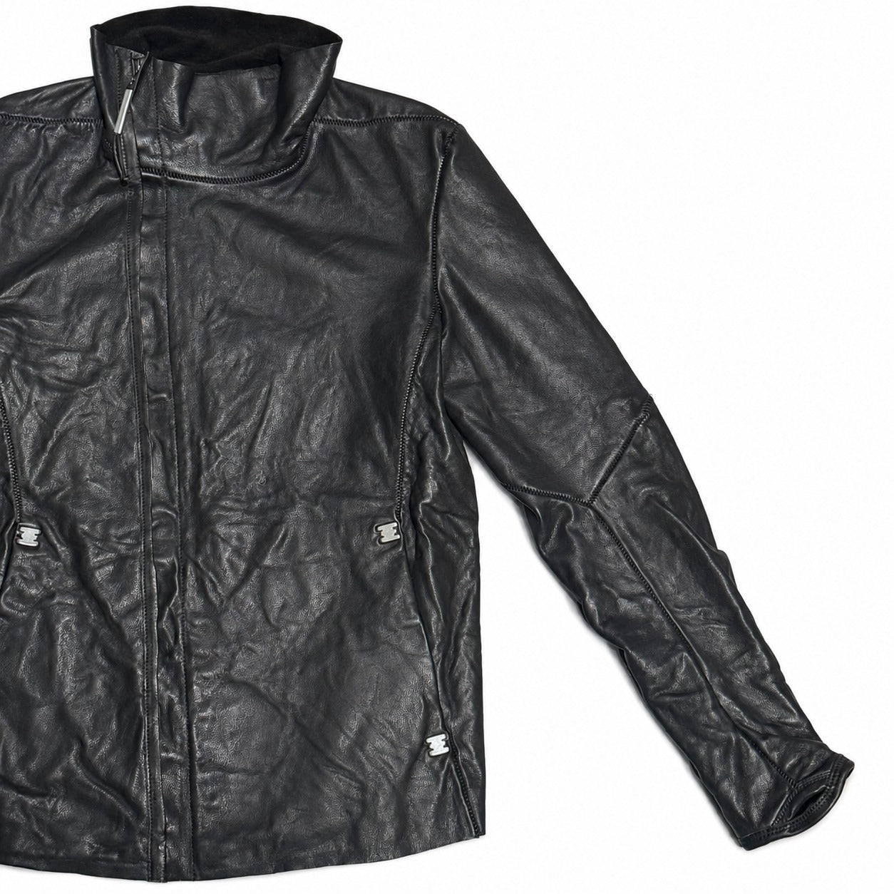Black Tactical Crinkled Metallic Staple Jacket - view 3