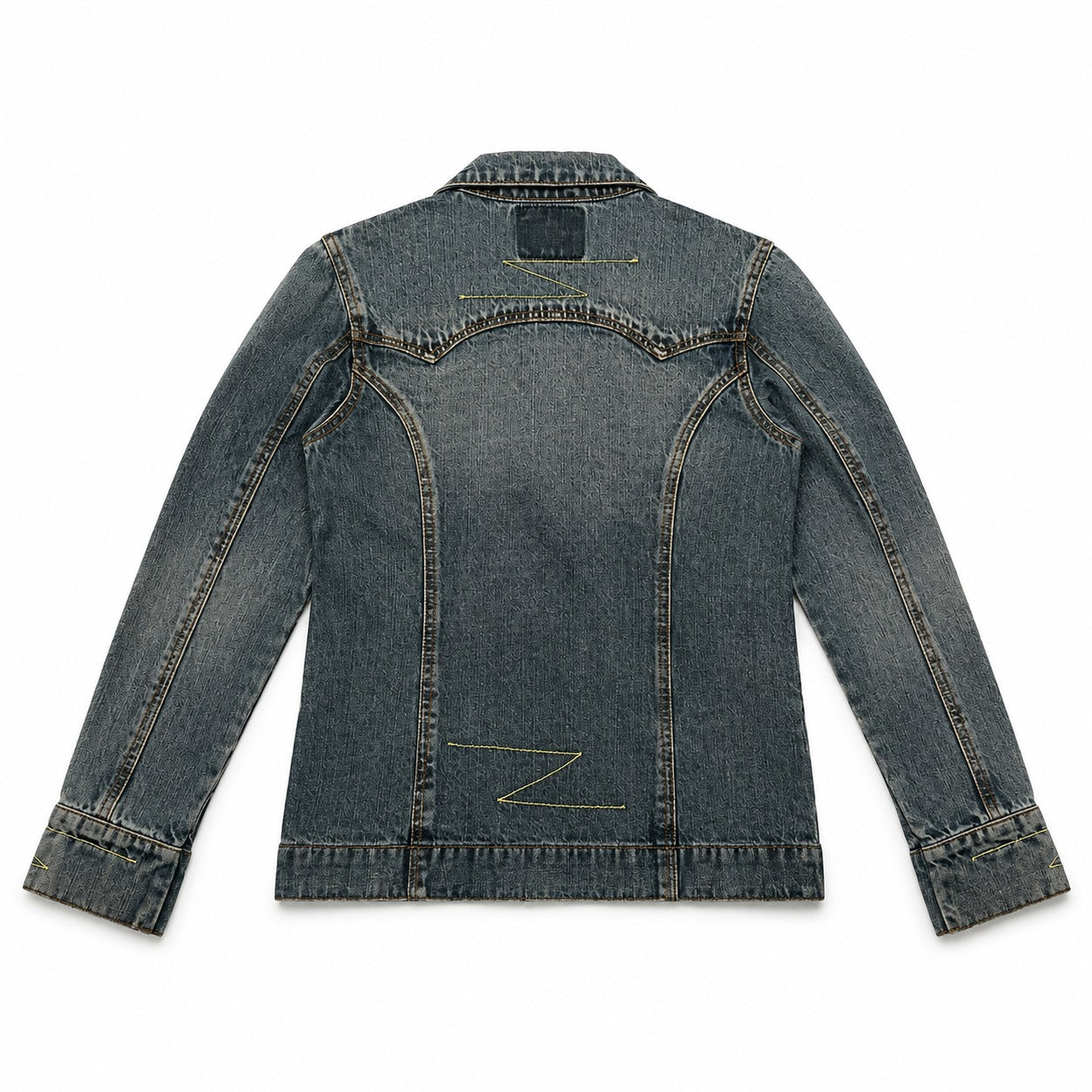 Embroidered Faded Denim Blazer - view 4