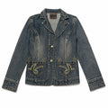 Embroidered Faded Denim Blazer - view 5