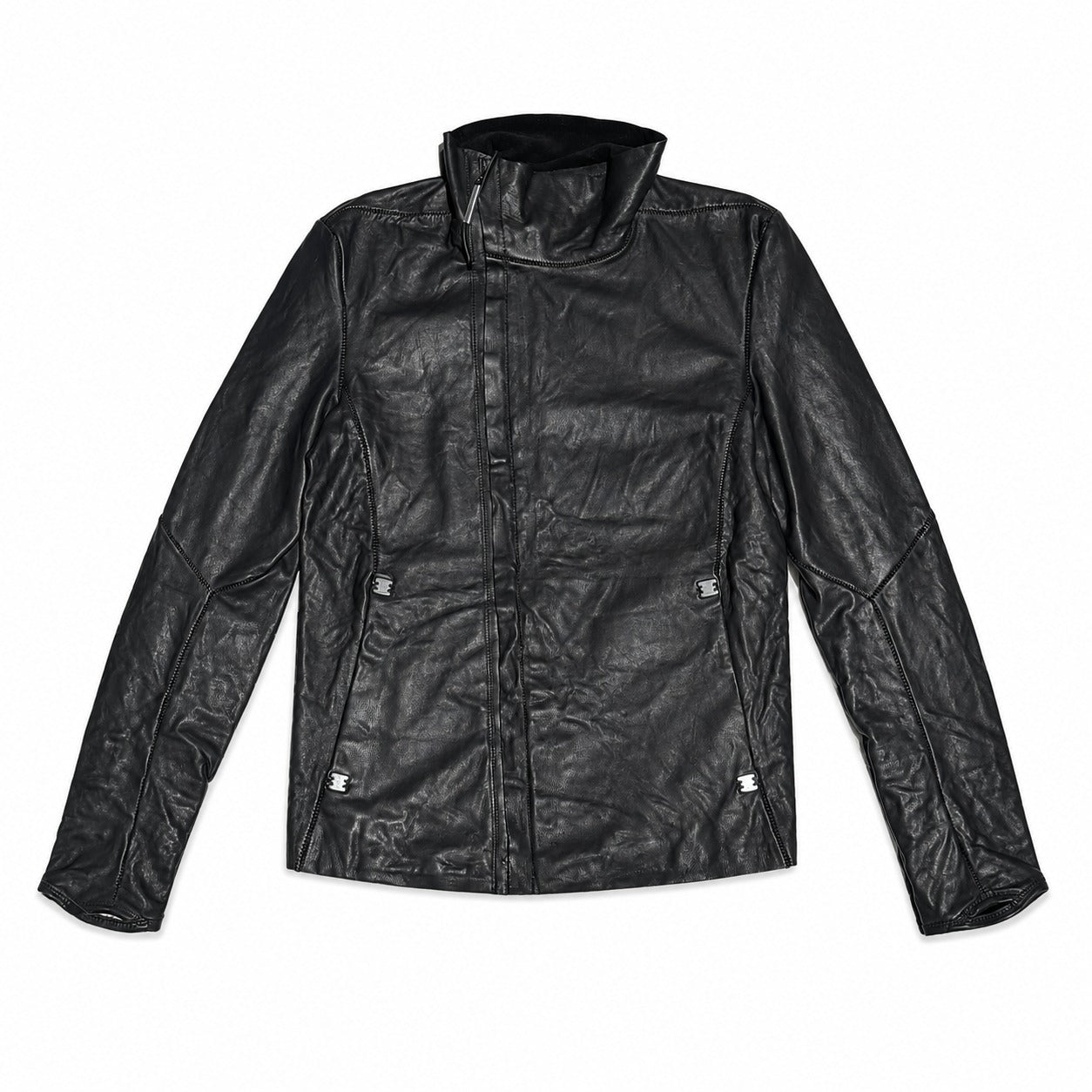 Black Tactical Crinkled Metallic Staple Jacket - view 5