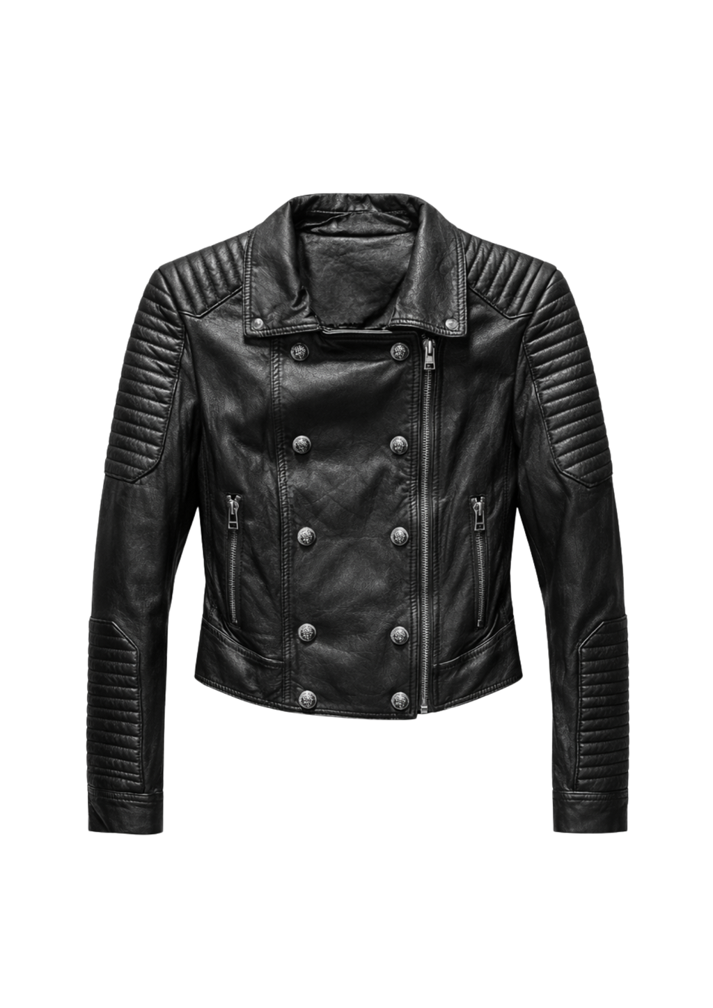 Vintage Biker's Lambskin Jacket - Front view