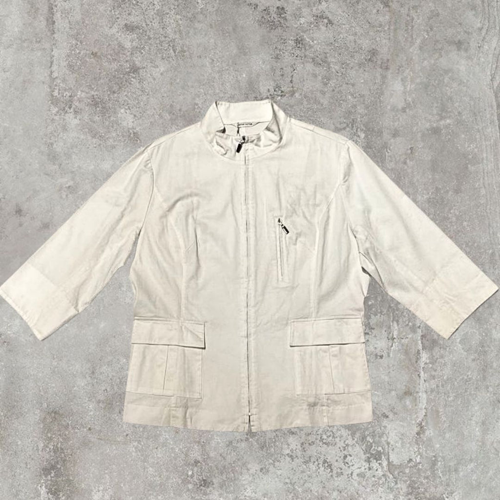 Structured Utility  Zip Jacket in Chalk