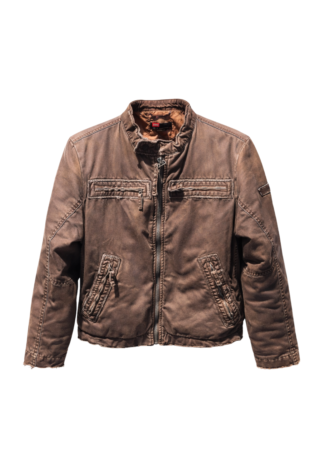 Diesel Distressed Faux-Leather Cafe Racer Jacket