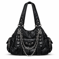 Heavy Zip Detail Leather Shoulder Bag