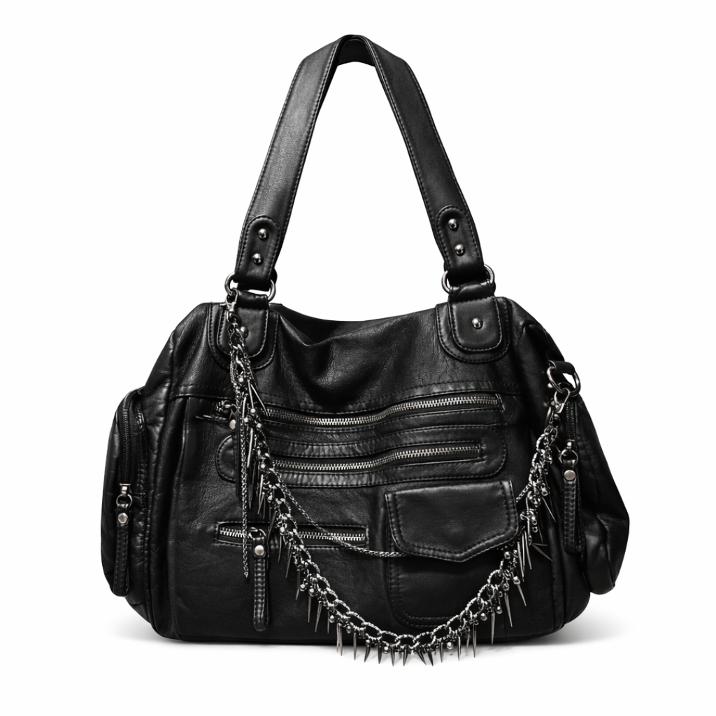 Heavy Zip Detail Leather Shoulder Bag I - FRAK/TURE Archive