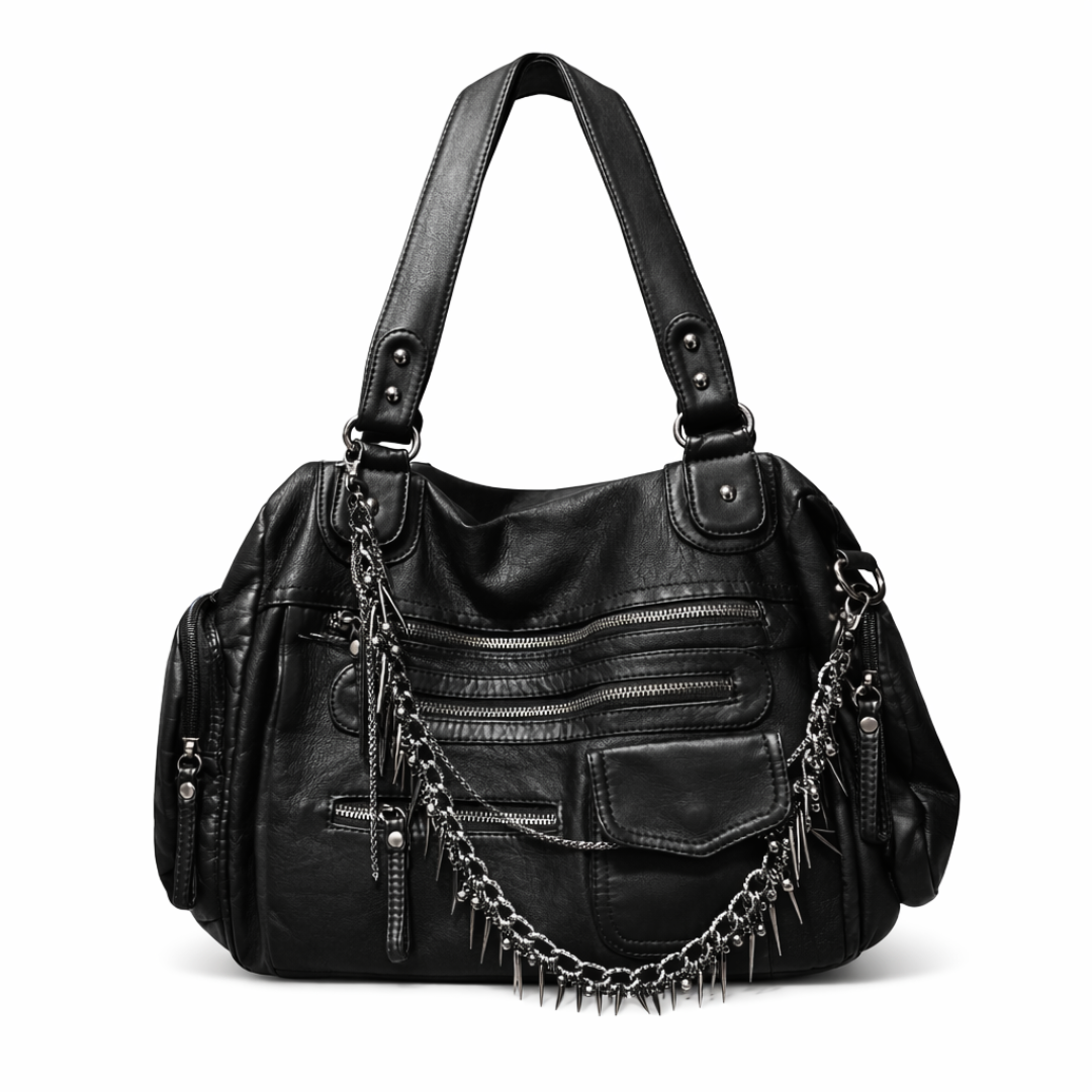 Heavy Zip Detail Leather Shoulder Bag I - FRAK/TURE Archive