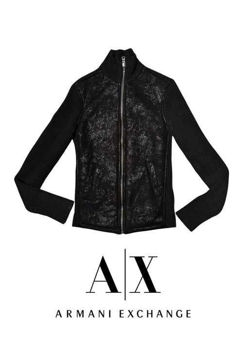 Armani Exchange (A|X) Full-Zip Ribbed Knit Hybrid Jacket - FRAK/TURE Archive