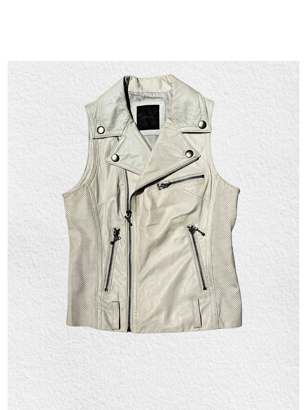 Moussy Leather Grid Mesh Moto Vest