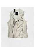 Moussy Leather Grid Mesh Moto Vest