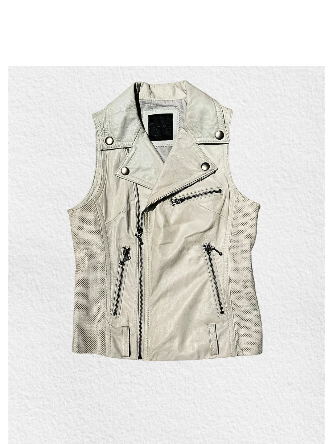 Moussy Leather Grid Mesh Moto Vest