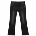 Stacked shank button denim with Glossy Leather Panel Set