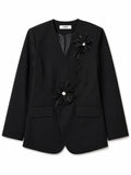 Blazer with Floral Pinwork
