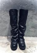 Cowhide Leather Buckle Boots