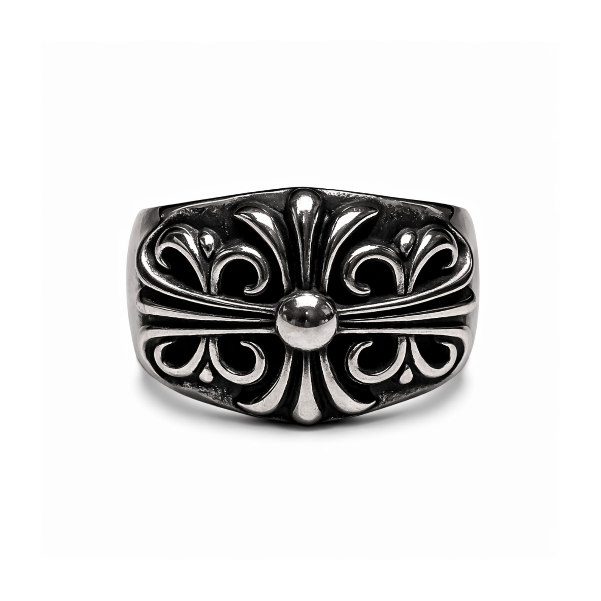 Chrome Arc Motif Band Ring
