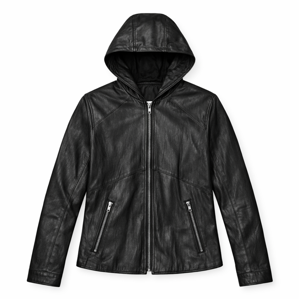 Tactical Lamb Skin Hoodie Leather Jacket