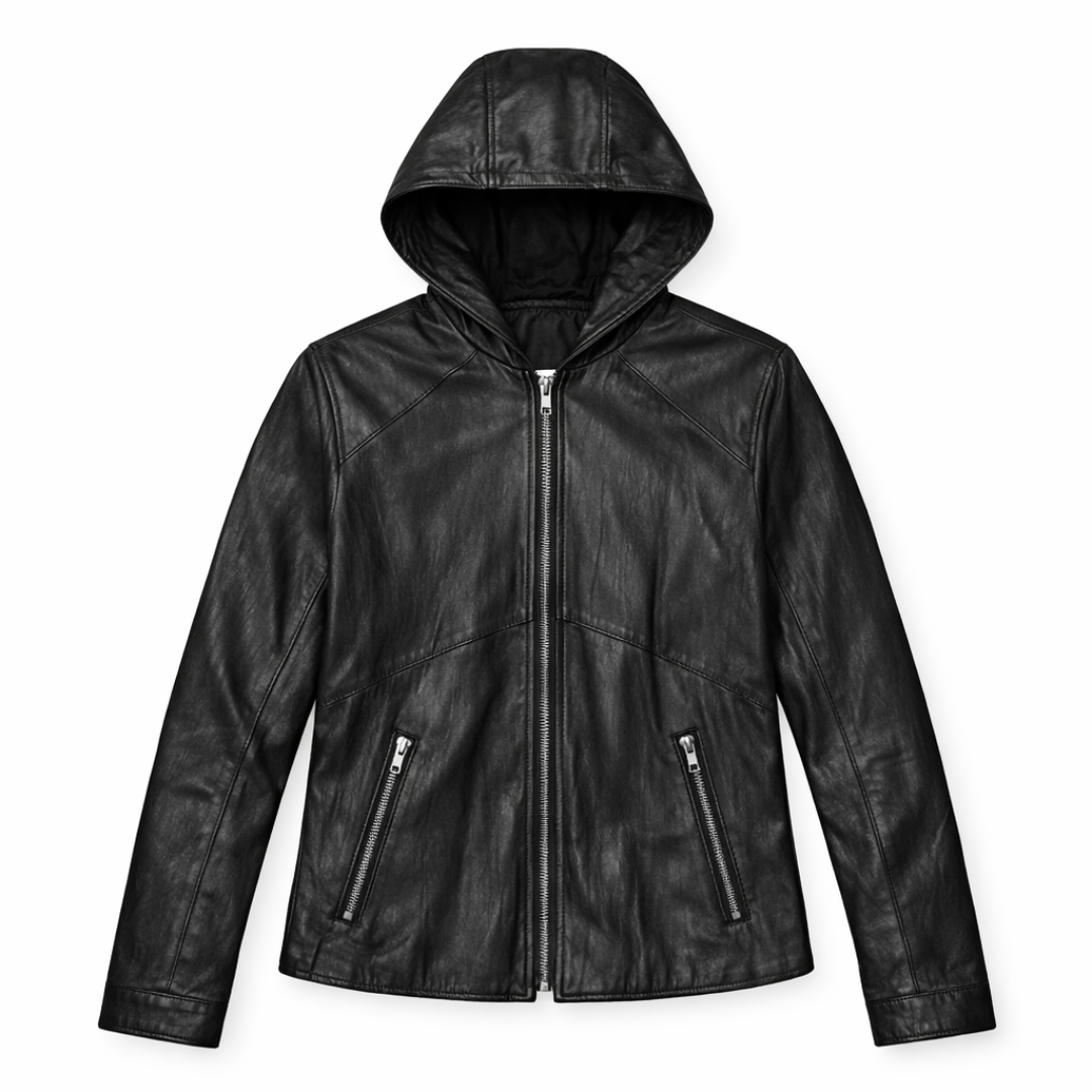 Tactical Lamb Skin Hoodie Leather Jacket