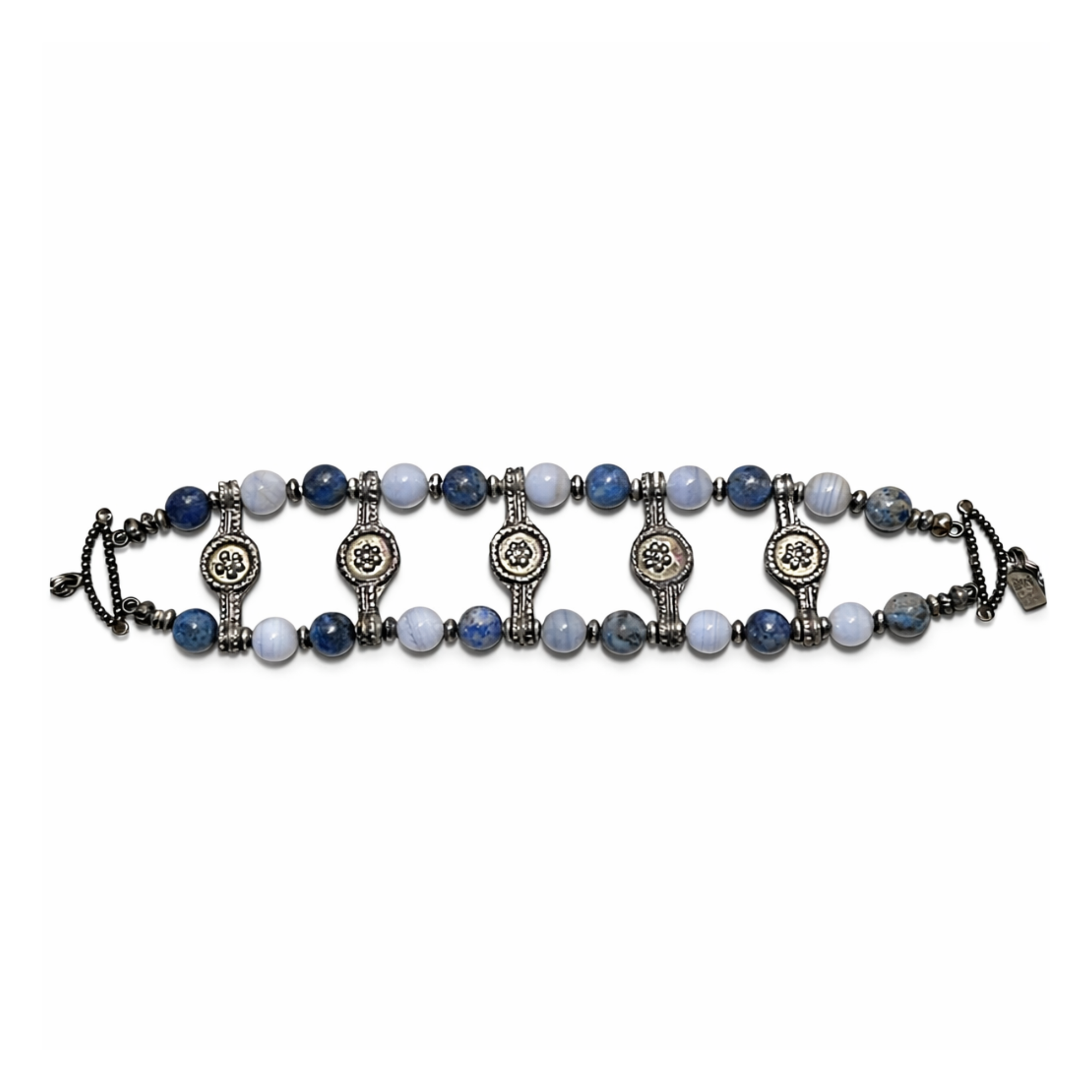 Antique Ethiopian with Sodalite and Agate Stone Bracelet