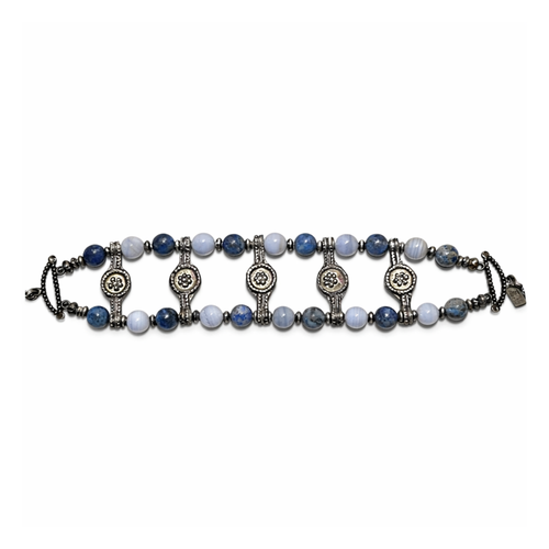 Antique Ethiopian with Sodalite and Agate Stone Bracelet