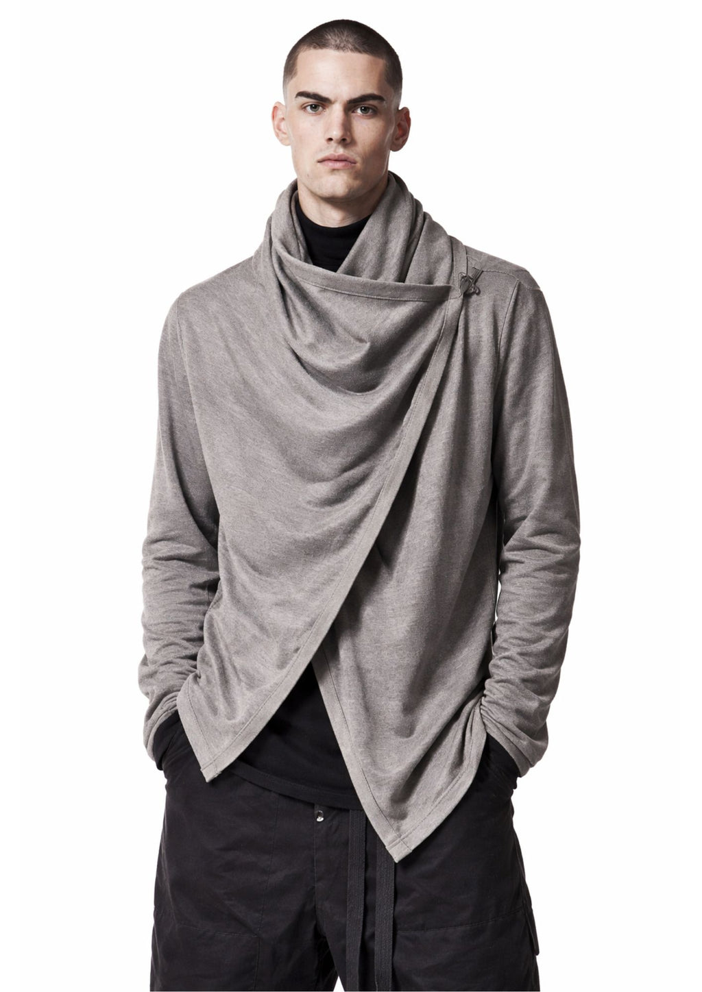 Helmut Lang Asymmetric Drape Wool Top