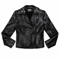 WeMode Vintage Rhinestone Leather Jacket Turkish Cowhide Leather